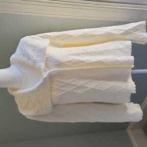 JM Collection Women's Cream Textured  1 Snap Cardigan